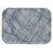 A rectangular gray Cambro tray with blue and white swirls.