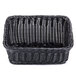 A black plastic cascading basket with handles.