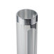A close-up of a silver metal cylinder with a metal cap.