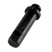 A close-up of a black Bunn plastic faucet stem with a screw.