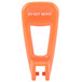 An orange plastic Bunn faucet handle with white text on a white background.
