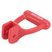 A red plastic Bunn faucet repair kit handle with white text.