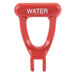 A red plastic faucet repair kit handle with white text reading "water"