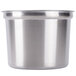 A stainless steel Vollrath low profile food container with a lid.