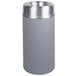 Rubbermaid FGAOT15SAGRPL Crowne Textured Gray with Aluminum Accents Round Open Top Steel Waste Receptacle with Rigid Plastic Liner 15 Gallon Main Thumbnail 1