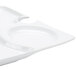 A bright white CAC china square party plate with stemware hole.