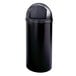 Rubbermaid FG816088BLA Marshal Classic Black Round Resin Waste Receptacle with Retainer Bands 60 Qt. / 15 Gallon Main Thumbnail 1
