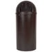 Rubbermaid FG817088BRN Marshal Classic Brown Round Resin Waste Receptacle with Retainer Bands 100 Qt. / 25 Gallon Main Thumbnail 1