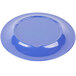 A blue Carlisle Sierrus melamine plate with a wide rim.
