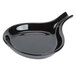 A black fry pan plate with a handle.