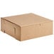A brown 8" x 8" x 3" bakery box with a lid.