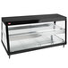 A black stainless steel Hatco countertop display case with glass shelves.