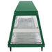 A green and stainless steel Hatco countertop food warmer with glass doors.