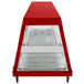 A red stainless steel Hatco countertop food warmer with glass shelves.