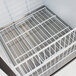 A close-up of a white metal rack inside a white Turbo Air ice merchandiser.