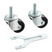A set of Beverage-Air stem casters with black wheels and metal bolts.
