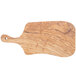 An American Metalcraft olive wood serving board with a handle.