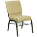 Flash Furniture XU-CH-60096-BGE-BAS-GG Beige 18 1/2" Wide Church Chair with Communion Cup Book Rack - Gold Vein Frame Main Thumbnail 1