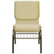 Flash Furniture XU-CH-60096-BGE-BAS-GG Beige 18 1/2" Wide Church Chair with Communion Cup Book Rack - Gold Vein Frame Main Thumbnail 3