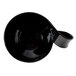 A black plastic bowl with a curved handle.