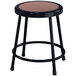 A black National Public Seating lab stool with a round seat.