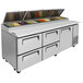Turbo Air TPR-93SD-D4-N 93" Pizza Prep Table with1 Door and 4 Drawers Main Thumbnail 4