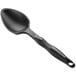 A black plastic Vollrath solid spoon with a handle.
