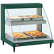 A green Hatco countertop food warmer display case with trays inside.