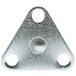 A white metal triangle with holes, the Metro Post Foot Plate.