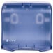 A blue San Jamar Ultrafold Fusion C-fold and multi-fold towel dispenser with a clear lid.