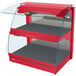 A red Hatco countertop hot food display warmer with double shelves.