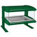 A green metal and glass Hatco countertop heated display case with a single shelf.