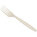 A Visions beige plastic fork with a long handle.