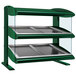 A Hunter Green Hatco heated countertop display case with slanted glass shelves.