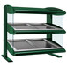A Hunter Green Hatco countertop heated zone merchandiser with glass shelves.