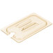 Cambro 40HPCHN150 H-Pan™ 1/4 Size Amber High Heat Handled Flat Lid with Spoon Notch Main Thumbnail 3