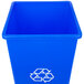 A blue Continental SwingLine recycling container with a white recycle symbol.
