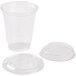 A clear plastic Parfait cup with a clear flat lid on a white background.