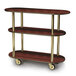 A Geneva 3 tier wood serving cart with red maple finish.