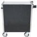 A black and silver Lakeside metal utility cart with wheels.