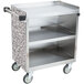 A Lakeside stainless steel utility cart with three shelves and enclosed base.