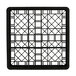 A black square plastic grid with many square compartments.