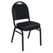 A National Public Seating black banquet chair with black cushion.