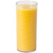 A Carlisle clear plastic tumbler filled with orange juice.