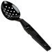 A black plastic Cambro salad bar spoon with holes in it.