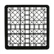 A black plastic grid with 9 square compartments, each with holes.