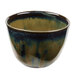 A close up of a Tuxton Artisan Mojave China Bouillon bowl with a brown and blue design.