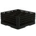 A black plastic Vollrath Traex glass rack with 12 compartments.