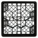 A black Vollrath Traex glass rack with a grid pattern.