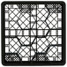 A black plastic Vollrath Traex glass rack with 12 compartments and a grid pattern.
